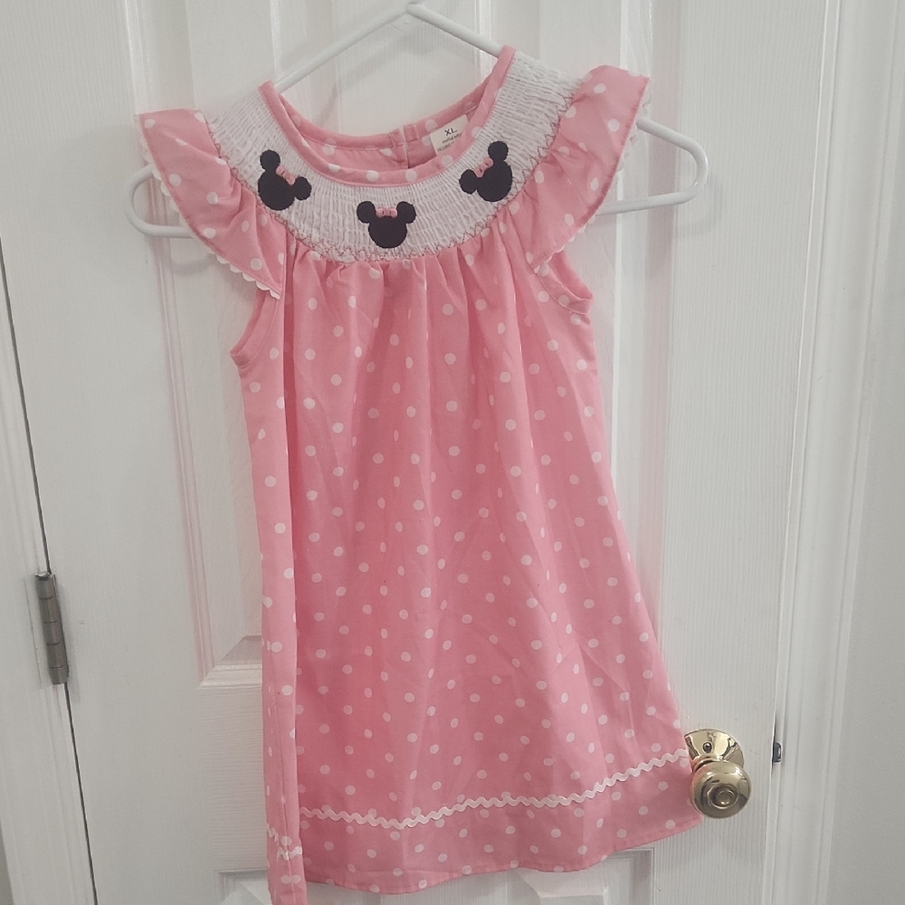 Pink Polka Dot Dress with MinnieMouse Design
